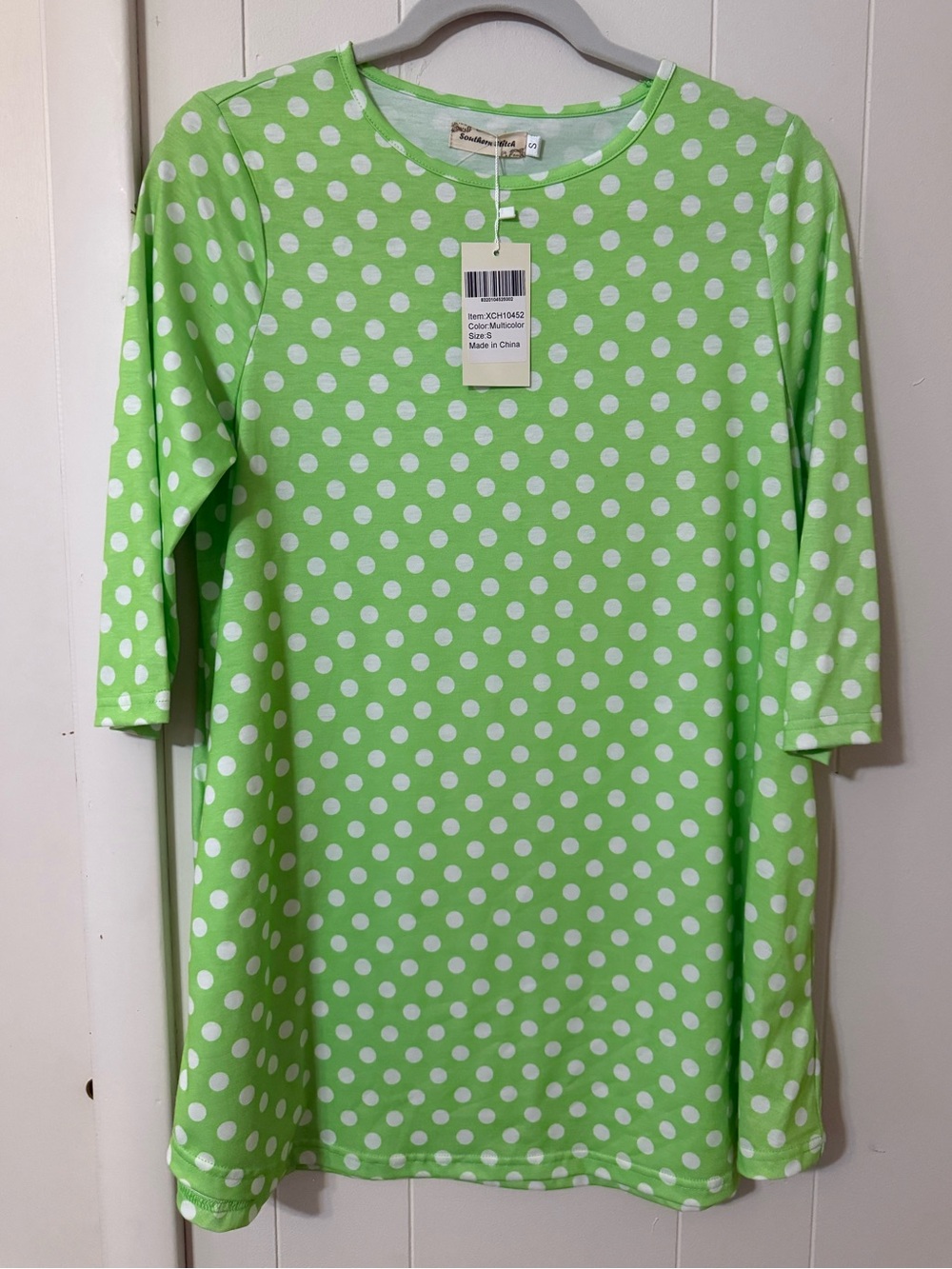 Women’s Polka Dot Scoop Neck Blouse - Lime Green